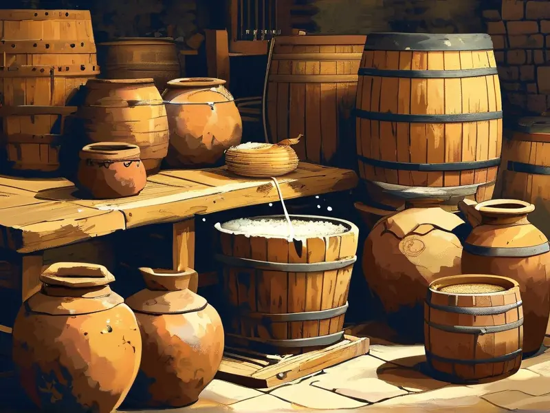 古代酿酒场景与传统酿酒工具展示