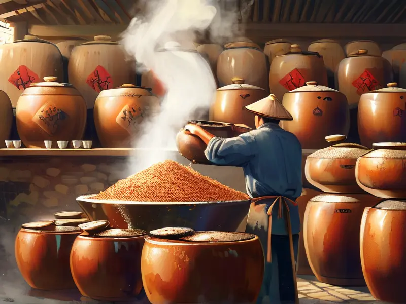 传统红高粱酒酿造过程实景展示
