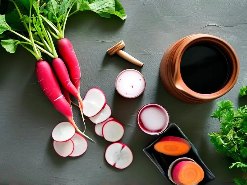 家庭自酿红萝卜酒原料准备与容器摆放示意图