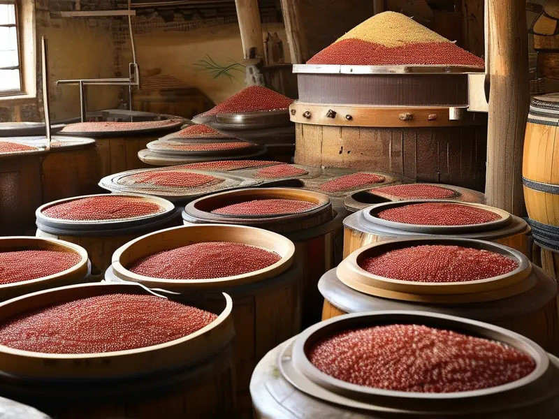 红米酒传统酿造工艺流程实拍图