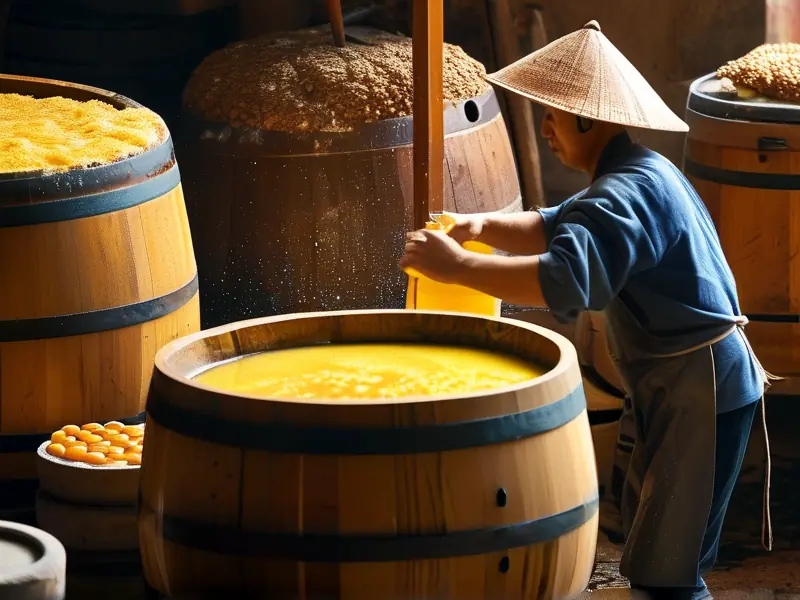 传统黄酒酿造过程展示