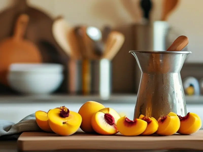 家庭自制黄桃酒原料准备过程实拍图