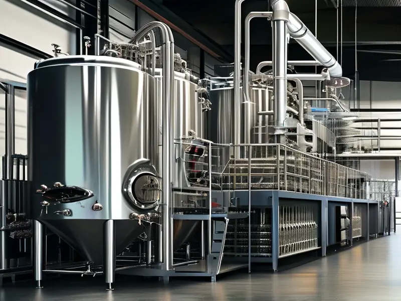 现代化机械酿酒设备工作场景