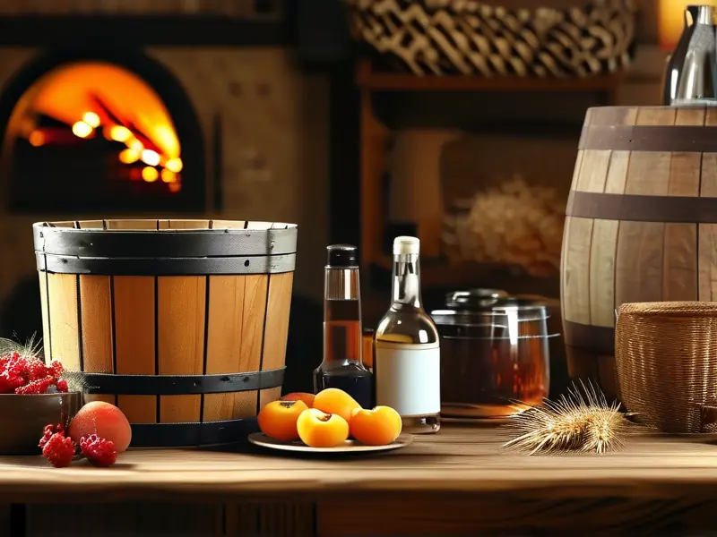 家庭酿酒工具与原料摆放示意图