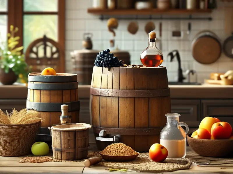 家庭酿酒工具与原料摆放示意图