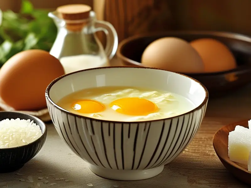 家常蛋酒成品展示与原料