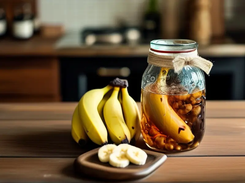 家常香蕉酒制作过程实拍图