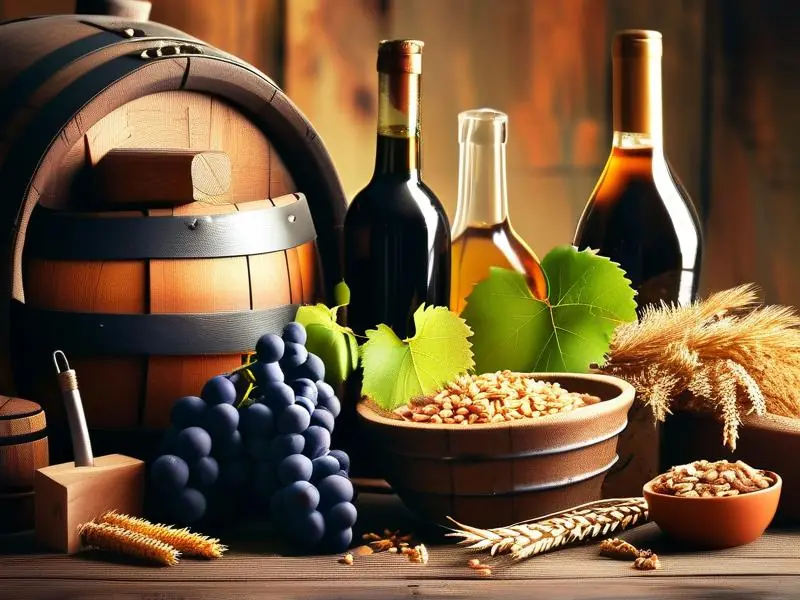 家庭酿酒工具和原料展示