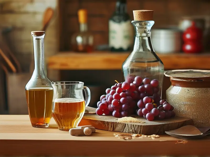 家用葡萄酒酿造原料与工具展示