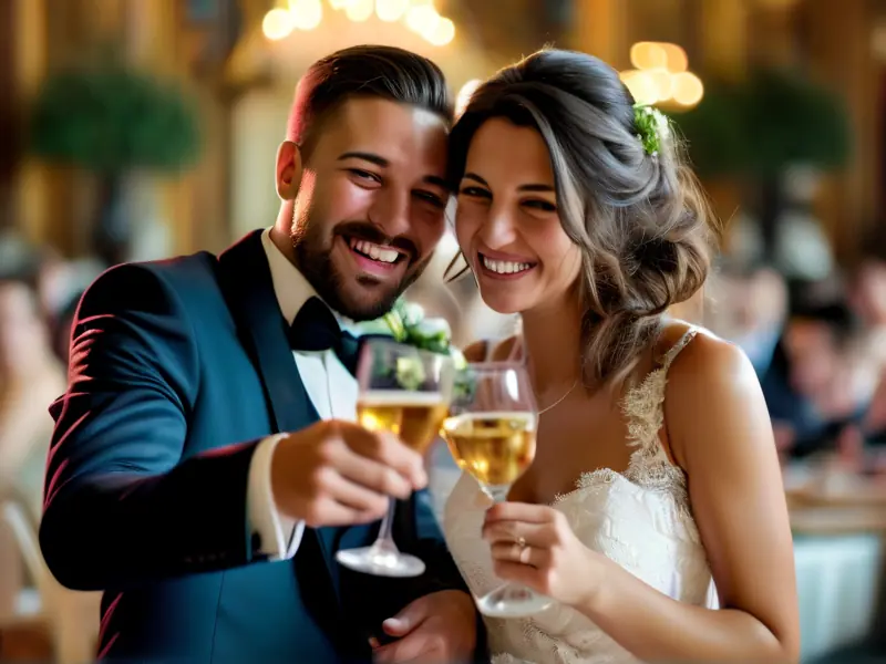 新人婚礼现场举杯庆祝