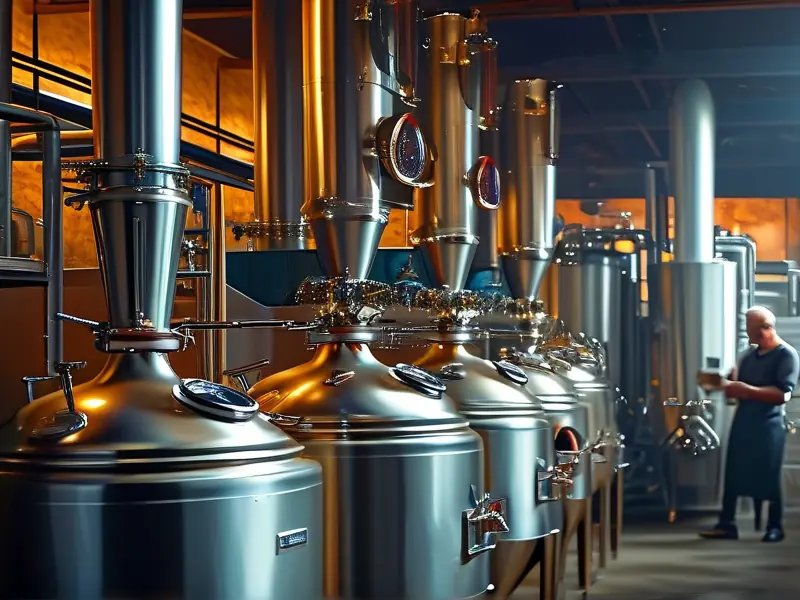 精酿啤酒设备在酿酒车间中的实际操作场景