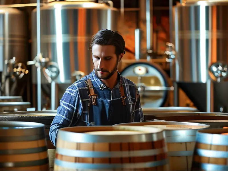 酿酒师检查发酵过程