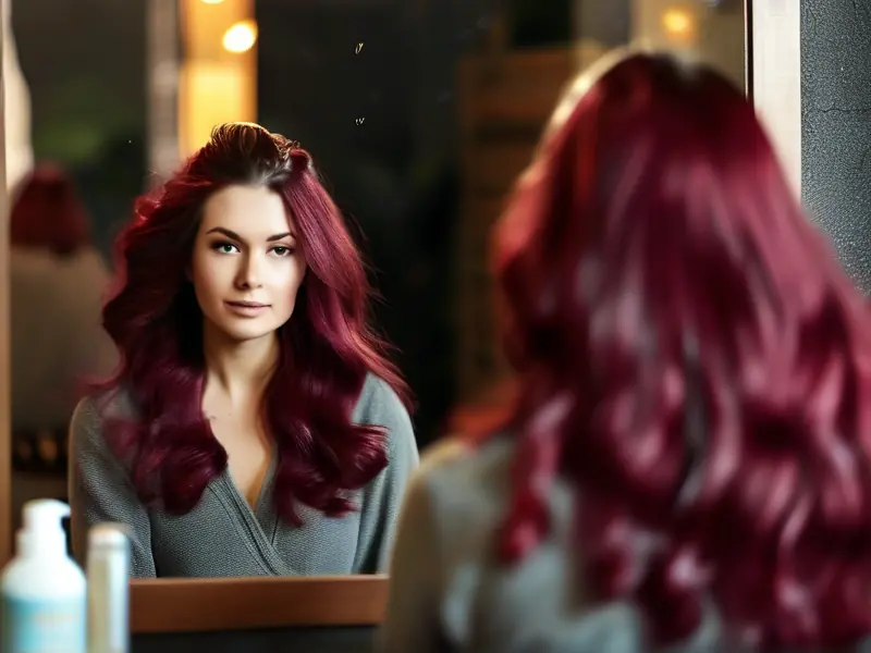 酒红色发色掉色过程示意图