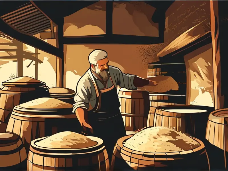 酿酒师制作酒曲的传统工艺展示