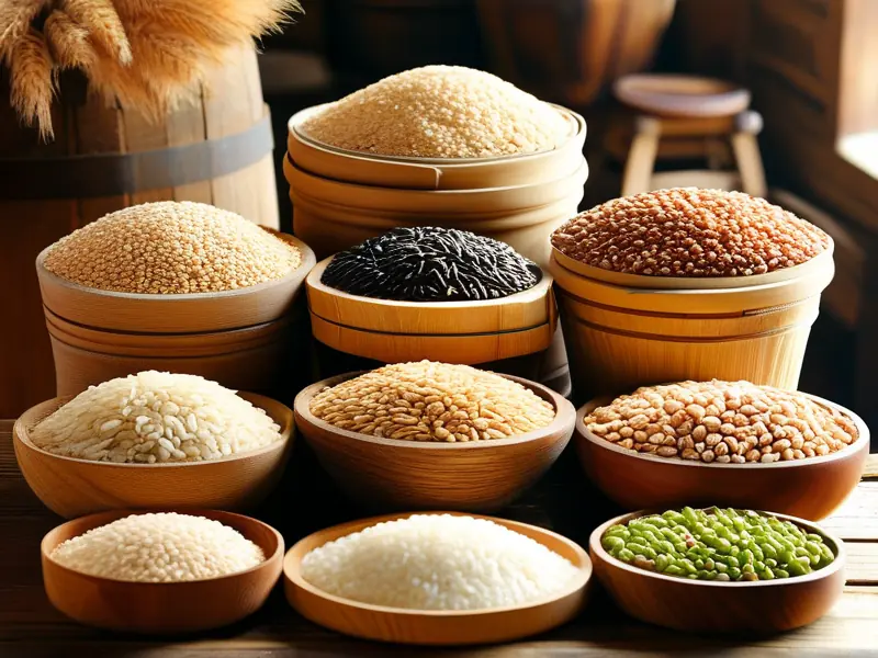 九种粮食酿酒原料展示