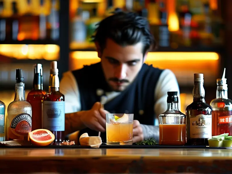 调酒师调制鸡尾酒的场景