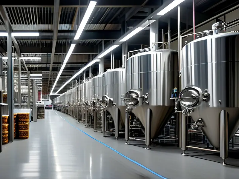 现代化酿酒厂生产车间实景展示