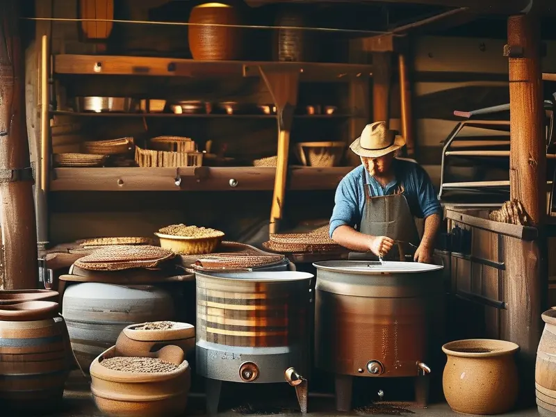 传统烤酒制作过程实拍