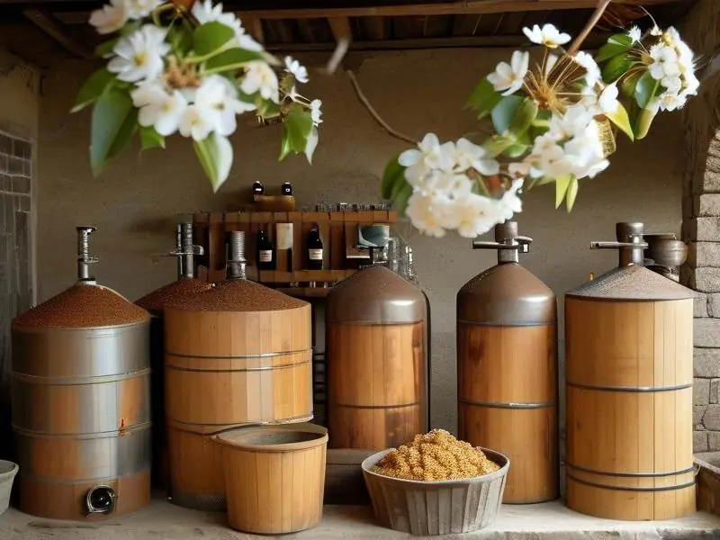 梨花白酒酿造原料及工具展示