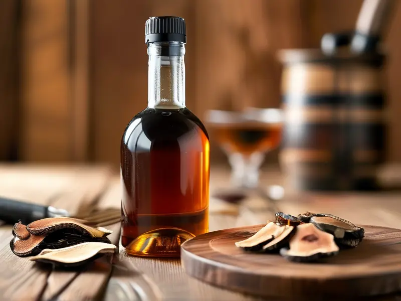 灵芝鹿茸泡酒成品展示及原料特写