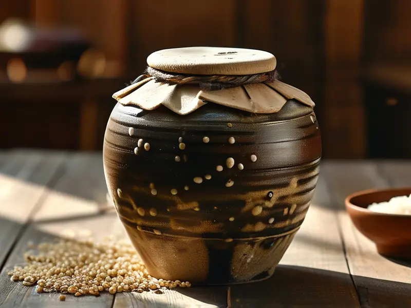 传统方法发酵中的米酒特写