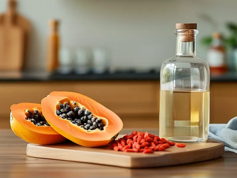 木瓜枸杞泡酒原料准备示意图