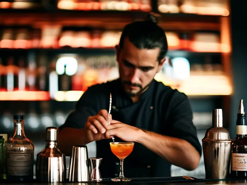 专业调酒师调制鸡尾酒