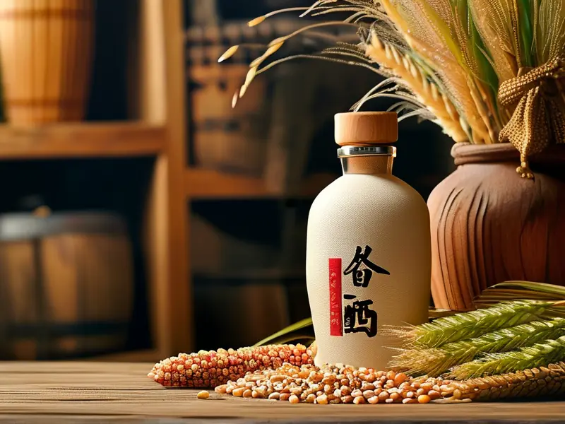 纯粮白酒与酿酒原料展示