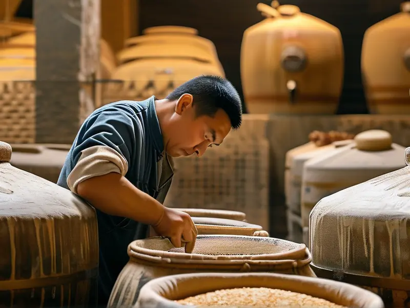 内蒙赤峰纯粮白酒酿造过程实拍