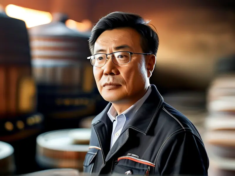 酿丰酒业创始人阎钰在酿酒车间视察工作