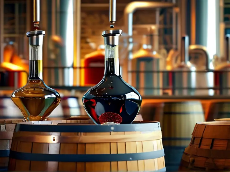 酿酒过程中收集酒头的场景