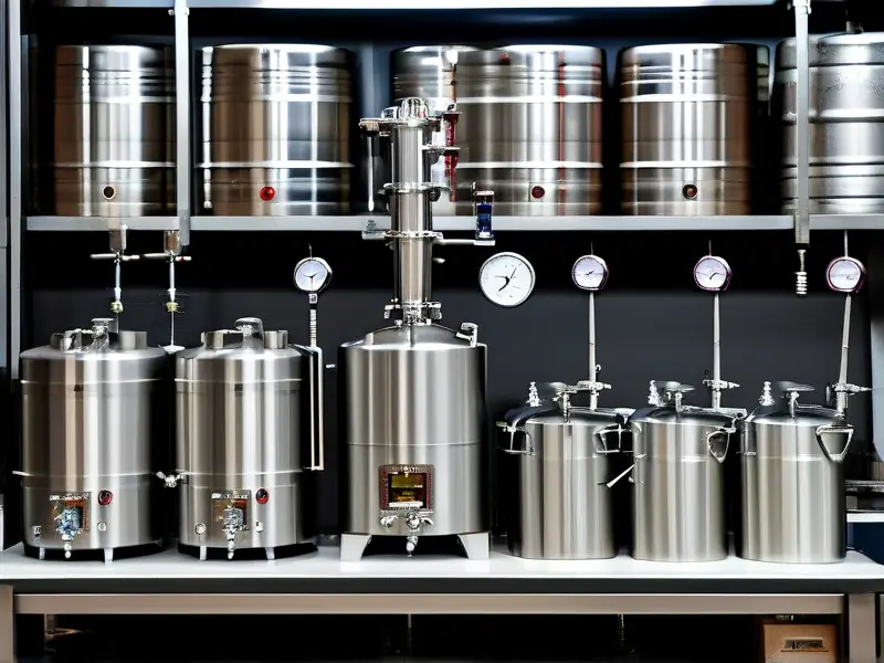 酿酒设备摆放整齐的工作台