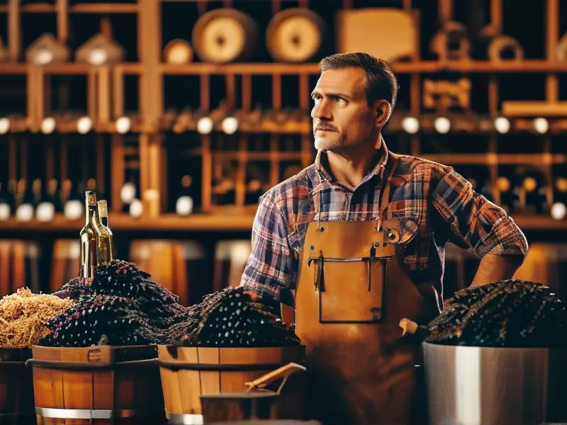 酿酒师检查葡萄酒发酵过程