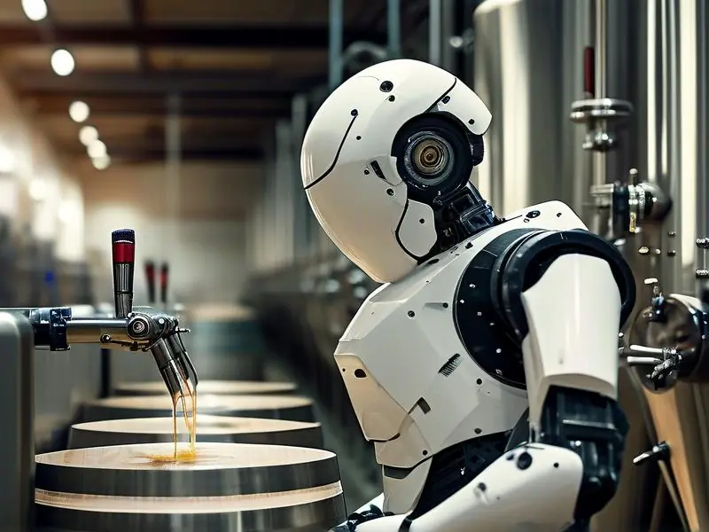 酿酒机器人在现代化酒厂中自动化生产场景