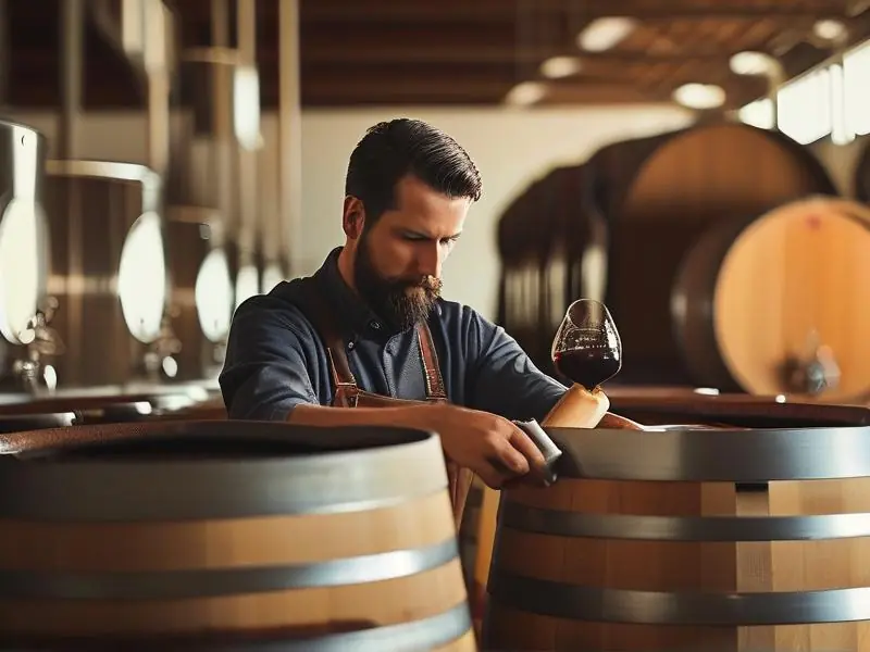 酿酒师检查发酵过程