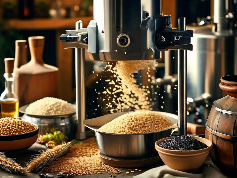 酿酒粮食破碎机在工作中的场景