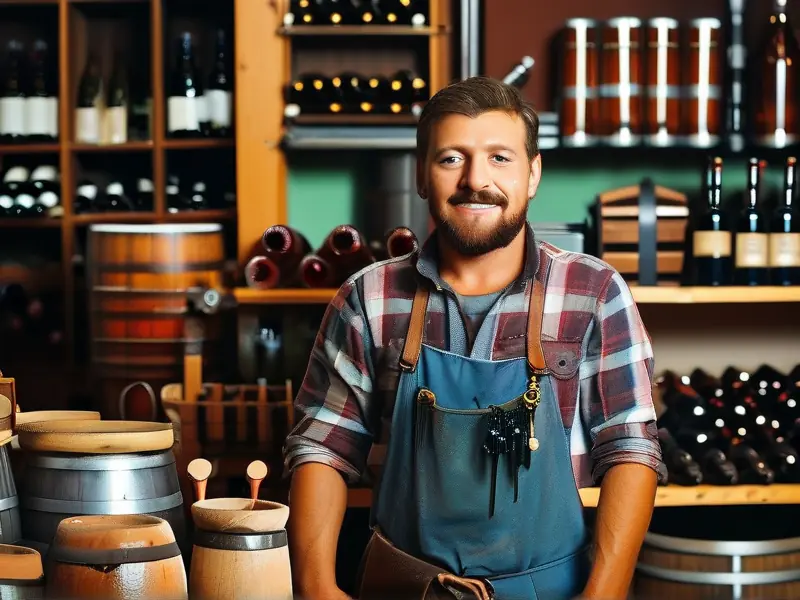 酿酒师展示酿酒过程