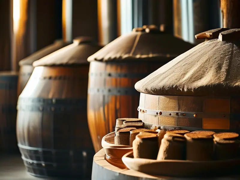 传统酿酒酒药制作原料与发酵过程示意图