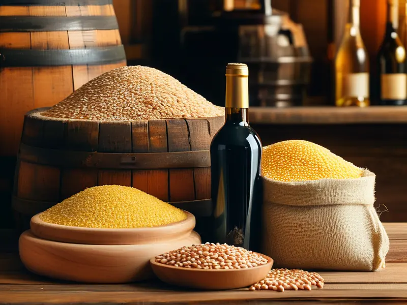 不同粮食种类用于酿酒的展示