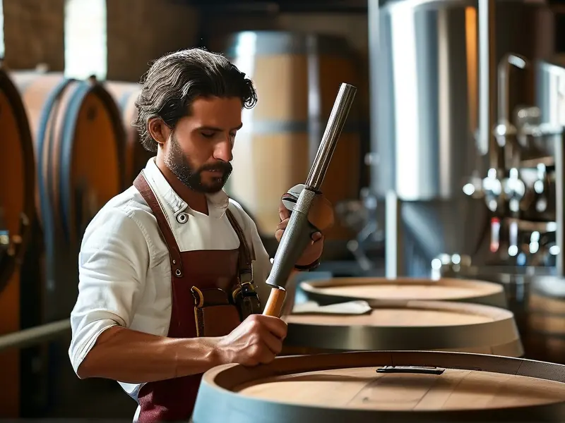 酿酒师在酒厂工作场景