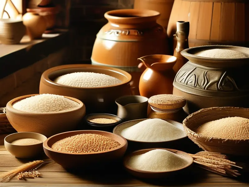酿造黄酒的主要原料实物展示图