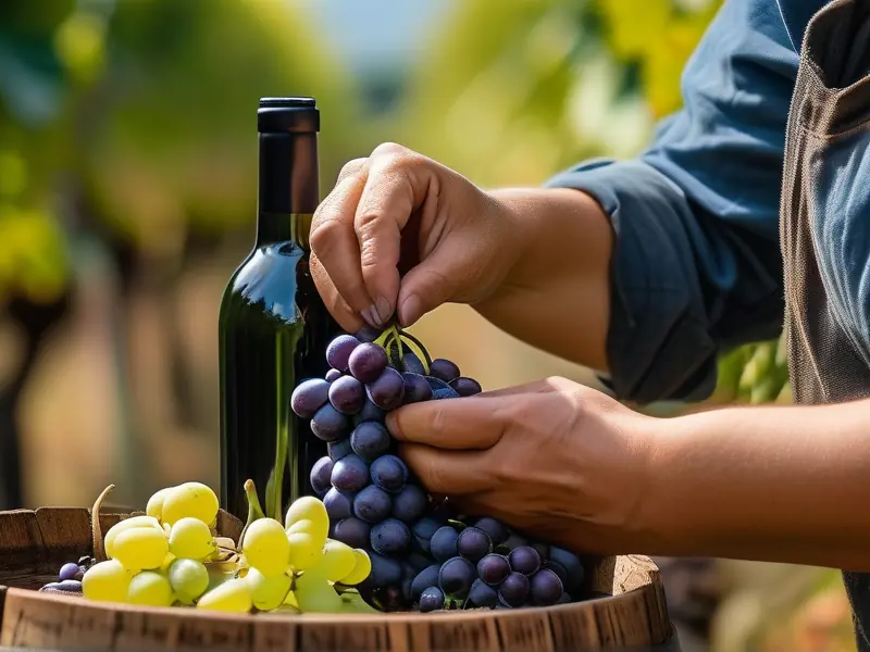 精选葡萄准备酿制葡萄酒