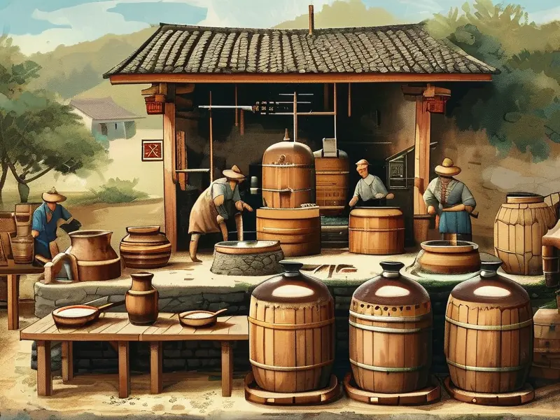 农村传统酿酒工艺操作过程展示