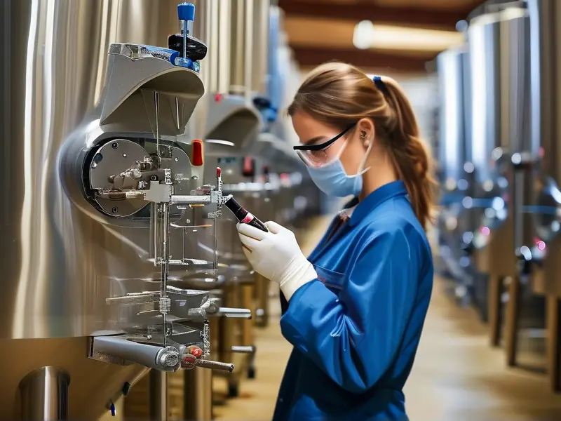 葡萄酒酿造工程专业学生在实验室工作