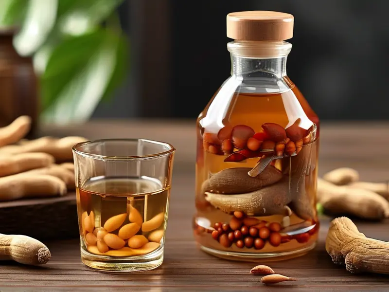 人参鹿茸泡酒原料与成品展示