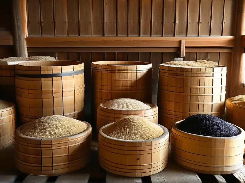 日本清酒传统酿造过程展示