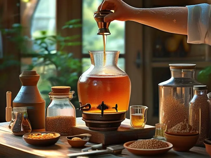 家庭自酿白酒蒸馏过程实拍