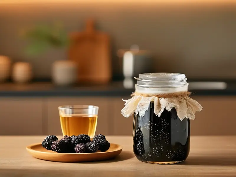 家庭自制桑葚酒材料准备与泡制过程实拍