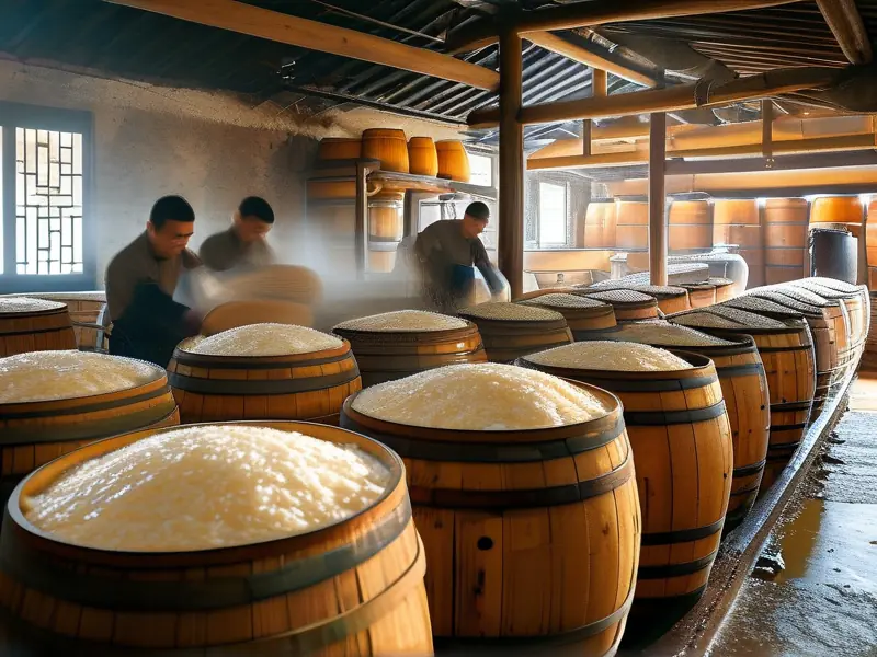 绍兴加饭酒传统酿造工艺展示图