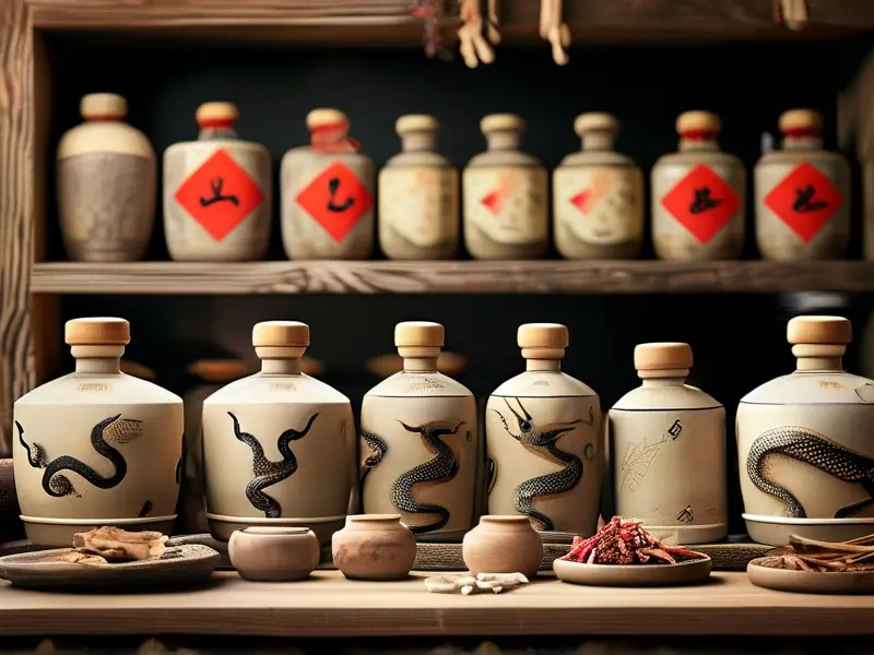 传统蛇浸酒制作过程展示